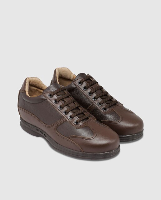 Zapatos de cordones de hombre con alza Masaltos de piel en marrón
