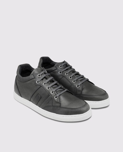 Zapatillas de piel con alza de hombre Masaltos de piel en gris
