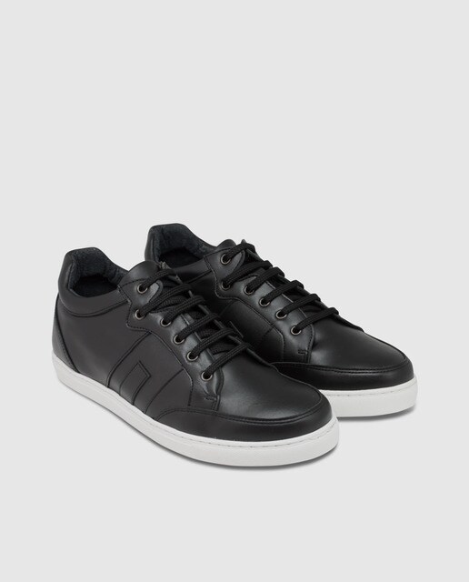 Zapatillas de piel con alza de hombre Masaltos de piel en negro