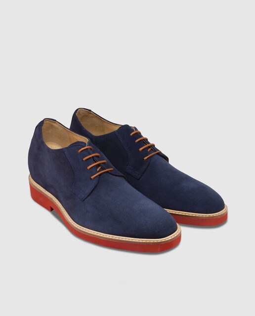 Zapatos de cordones de hombre con alza Masaltos de piel en azul