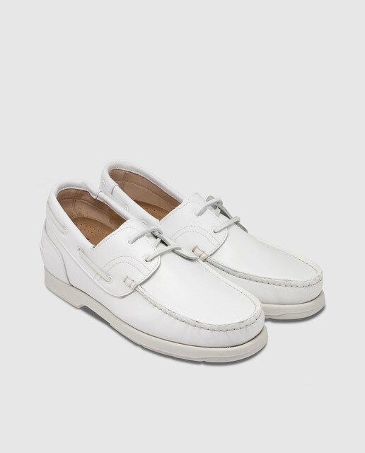 Naúticos de hombre con alza Masaltos de piel en blanco