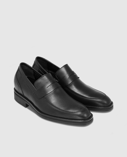 Mocasines de hombre con alza Masaltos de piel en negro