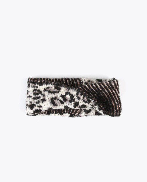 Turbante de mujer Lola Casademunt de punto con estampado animal print