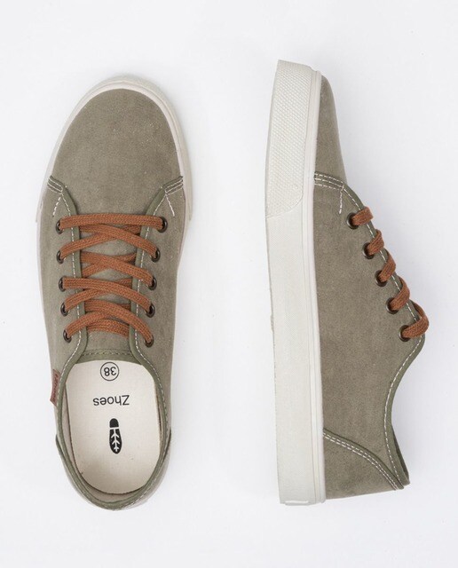 Zapatillas deportivas de mujer ecológicas de materiales reciclados en verde kaki
