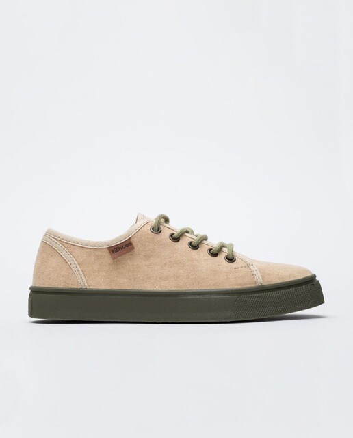 Zapatillas de lona de mujer ecológicas de piqué lavado en camel
