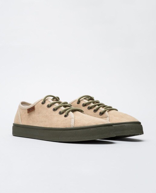 Zapatillas de lona de mujer ecológicas de piqué lavado en camel