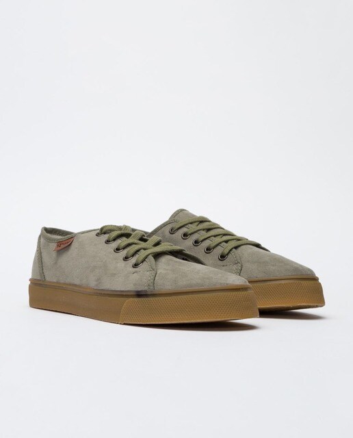 Zapatillas deportivas de mujer ecológicas de materiales reciclados en verde kaki
