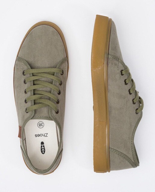 Zapatillas deportivas de mujer ecológicas de materiales reciclados en verde kaki