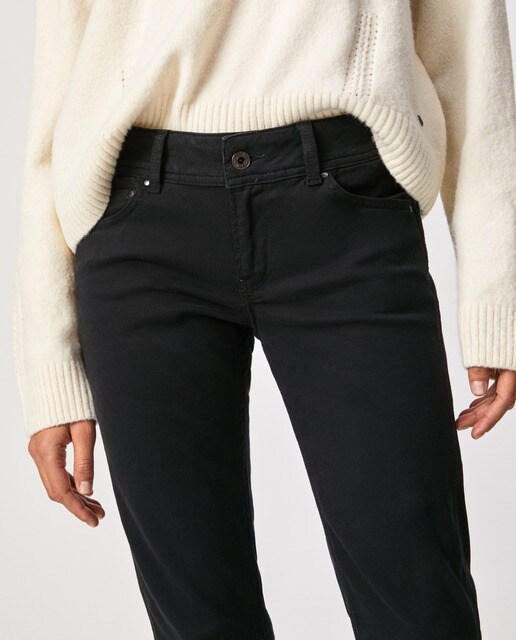 Pantalón de campana de mujer de tiro medio estilo 5 bolsillos