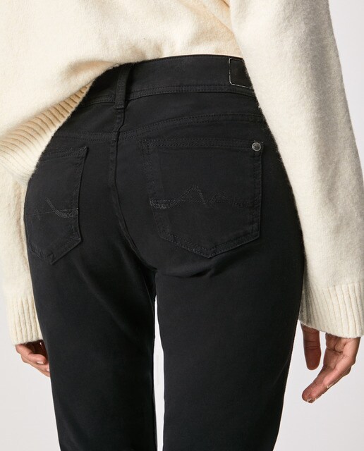 Pantalón de campana de mujer de tiro medio estilo 5 bolsillos
