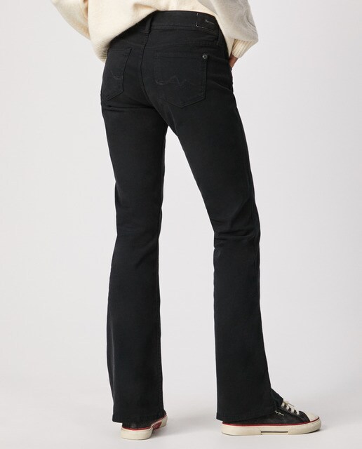 Pantalón de campana de mujer de tiro medio estilo 5 bolsillos