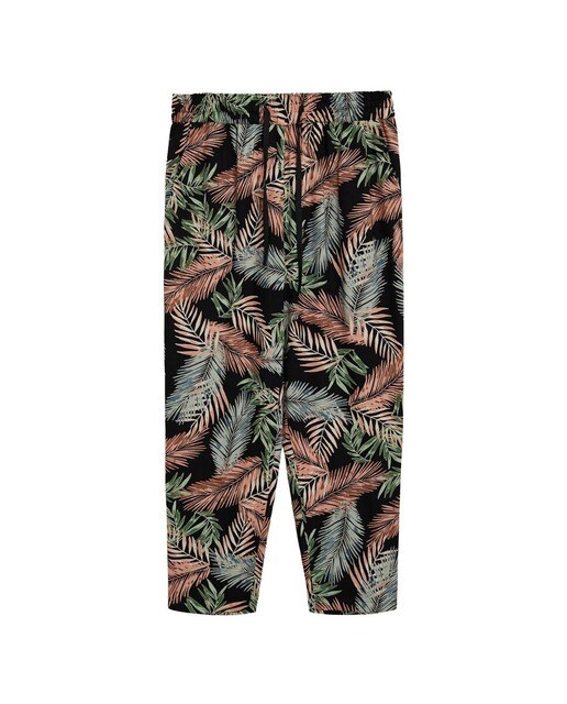 Pantalón ancho de mujer talla grande tipo baggy estampado