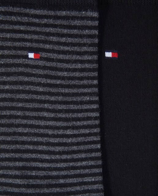 Pack de dos pares de calcetines de hombre Tommy Hilfiger liso y estampado a rayas finas