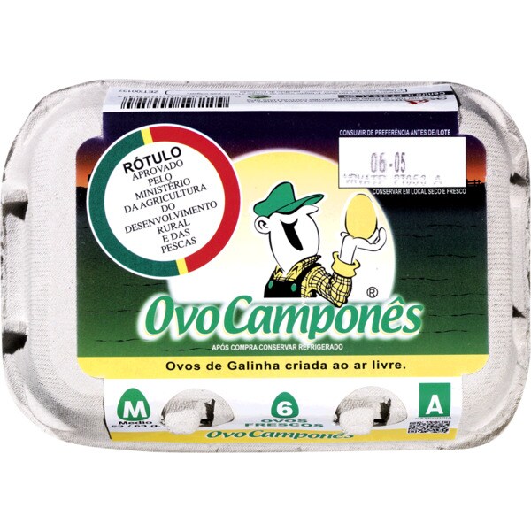 Casa do Aido Ovos Camponeses Classe M embalagem 6 unidades