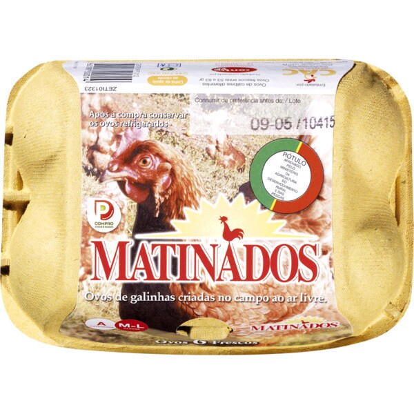Matinados Ovos Classe M embalagem 6 unidades