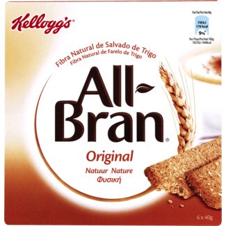 All-Bran Barras de Cereais Nature Pack 6 embalagem 240 g