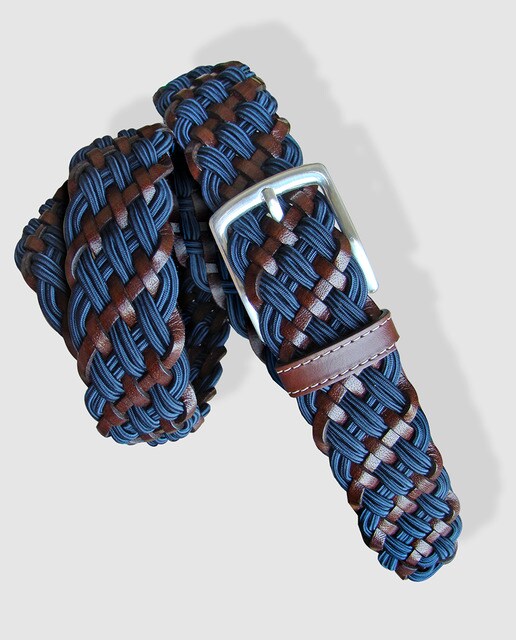 Cinturón de hombre trenzado azul