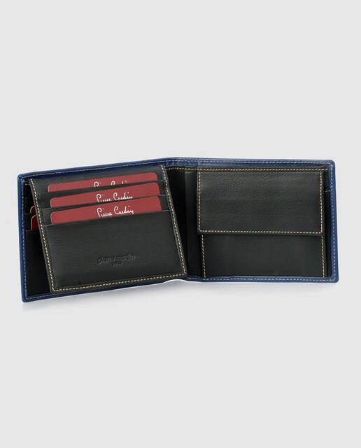 Cartera de piel bicolor con monedero interior