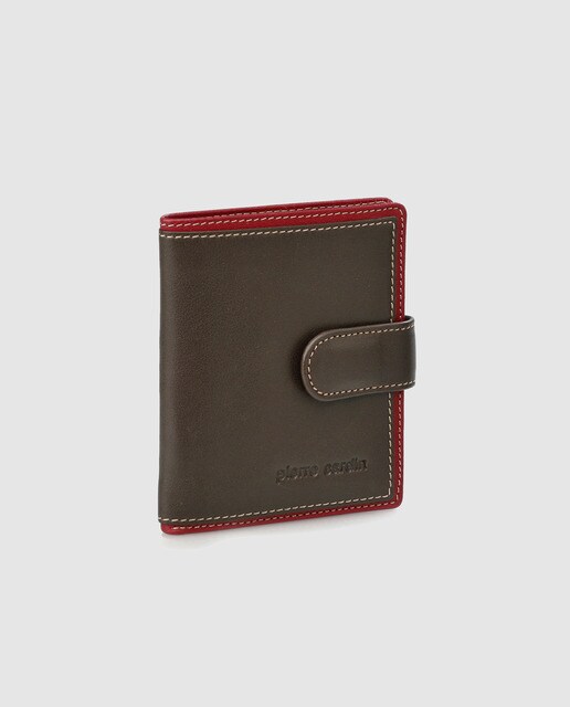 Cartera de piel bicolor con monedero exterior