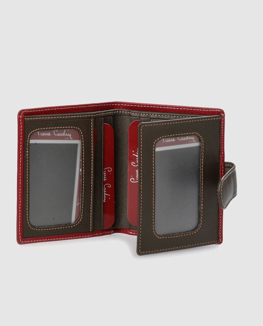 Cartera de piel bicolor con monedero exterior