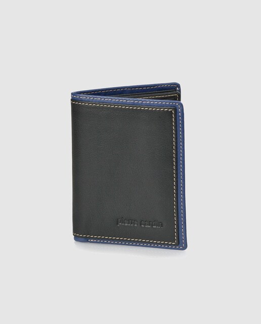 Cartera de piel bicolor con cuatro departamentos