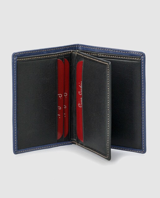 Cartera de piel bicolor con cuatro departamentos
