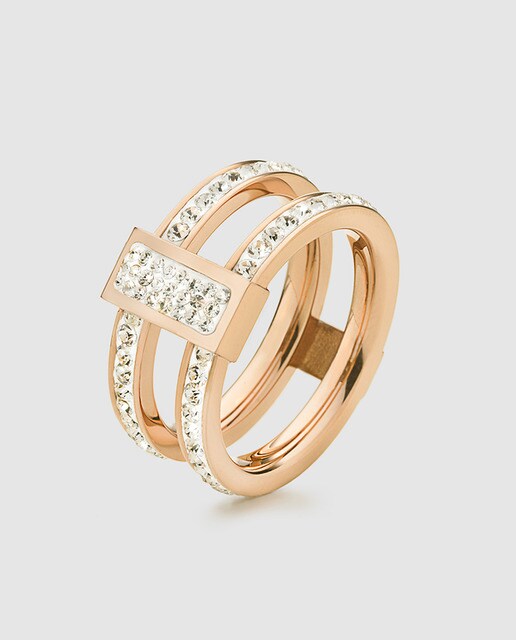 Anillo Folli Follie de acero con piedras de cristal