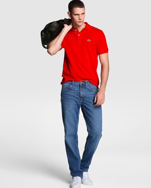 Polo de hombre Lacoste rojo de manga corta