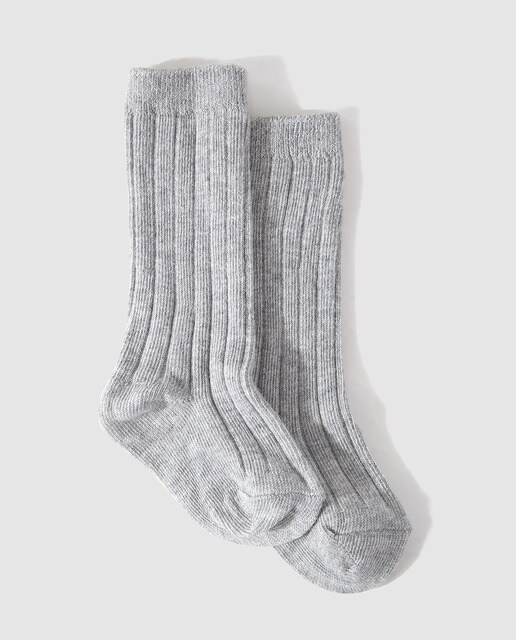 Calcetines de bebé niña Cotton Juice de canalé en gris