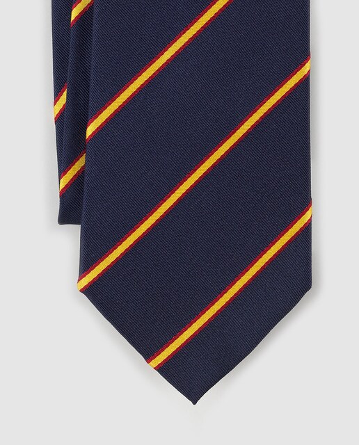 Corbata de seda azul estampado rayas
