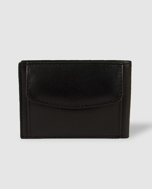 Cartera de piel negra con monedero