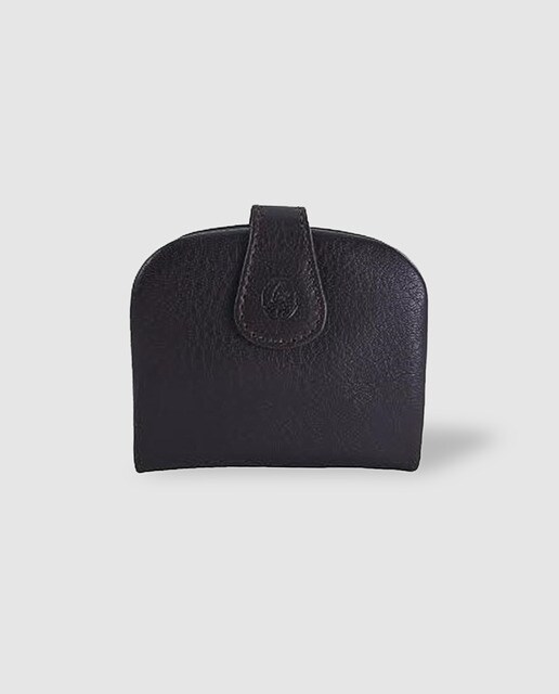 Monedero de tacón de piel marrón