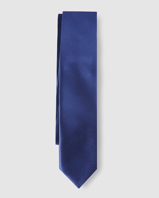 Corbata lisa de raso azul marino