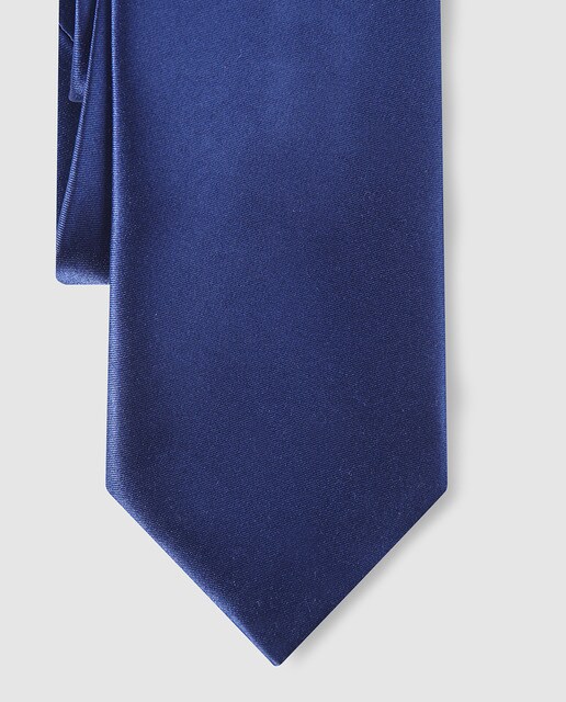 Corbata lisa de raso azul marino