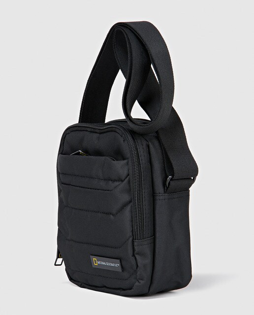 Bandolera negra con bolsillo exterior