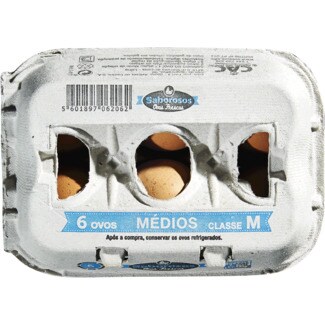 Saborosos Ovos Classe M embalagem 6 unidades