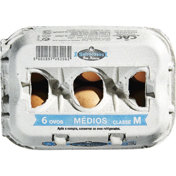 Saborosos Ovos Classe M embalagem 6 unidades