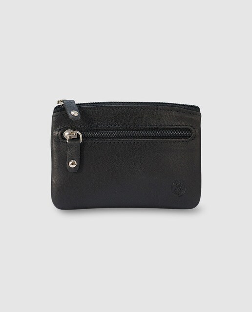 Monedero de piel en color negro con ventana para carnet