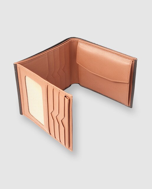 Cartera billetero de piel marrón con interior color cuero