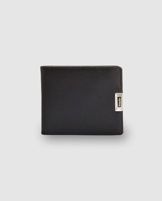 Billetero americano de piel negra con detalle plateado