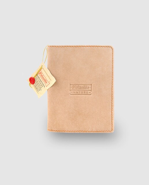 Cartera billetero de piel beige con interior color marrón