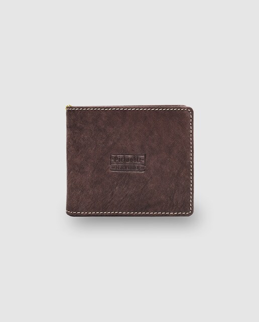 Billetero americano de piel marrón con monedero interior