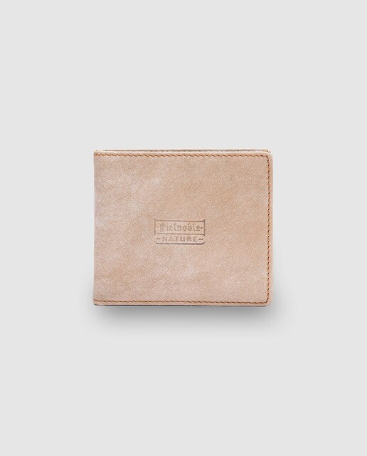 Billetero americano de piel beige con monedero interior