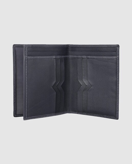 Cartera billetero de piel en color negro con pespunte