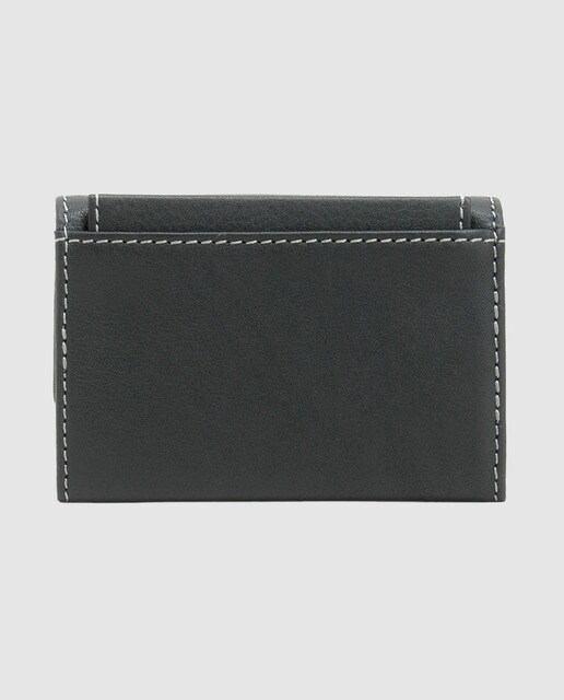 Monedero de piel en color negro con pespunte