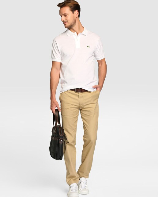 Polo de hombre Lacoste blanco de manga corta