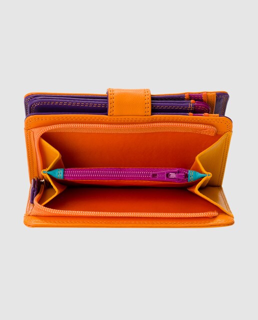 Cartera con monedero en napa multicolor