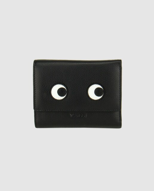 Cartera Eyes de piel en color negro con detalle de ojos y tarjetero extraíble