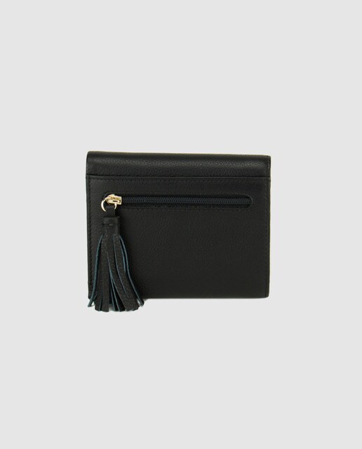 Cartera Eyes de piel en color negro con detalle de ojos y tarjetero extraíble