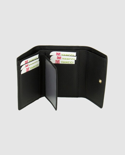 Cartera Eyes de piel en color negro con detalle de ojos y tarjetero extraíble